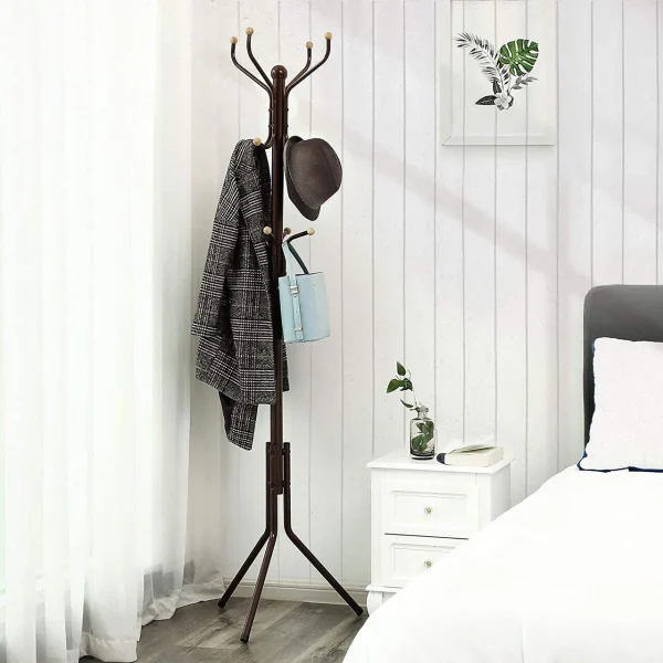 Cuier, Songmics, 12 carlige, metal, negru, 44x44x182 cm