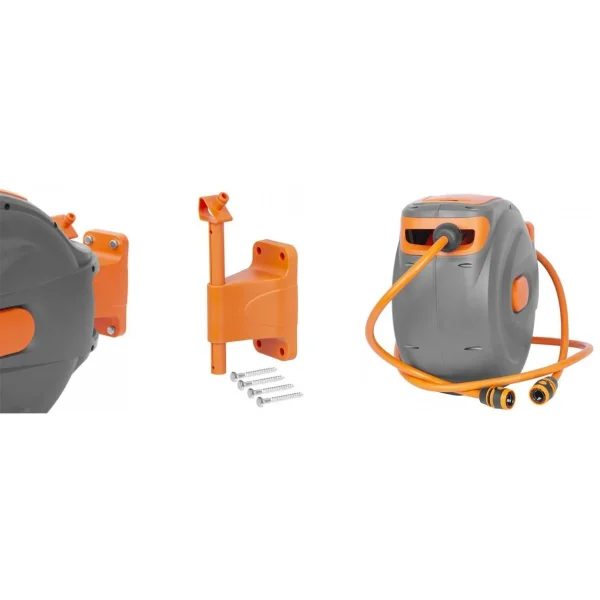 Furtun cu tambur/rola pentru gradina, portabil, pentru perete, 1/2", 30+2 m, Strend Pro