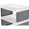 Comoda/raft plastic, MagicHome, pe roti, 4 polite, gri si alb, max 25 kg, 49x29x75.5 cm