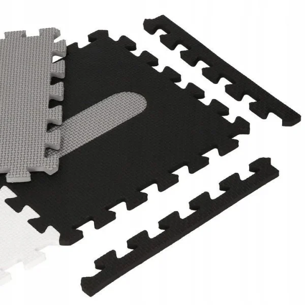 Covor spuma ptr copii, EVA gri cu negru, model alfabet si numere, 172x172x1cm, Springos