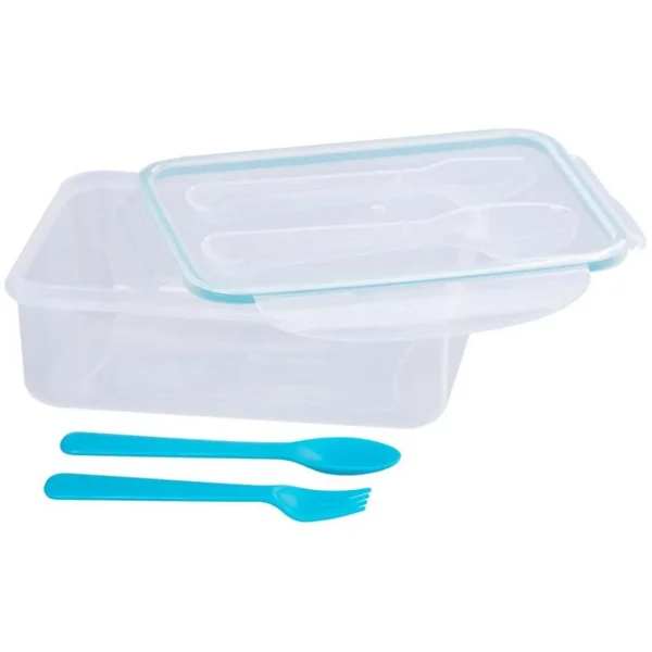 Cutie/caserola alimente, plastic, etansa, albastru, 1 compartiment, cu lingura si furculita, 1.5 L, 22x15.2x7.6 cm, MagicHome
