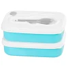 Cutie, caserola alimente, plastic, etansa, albastru, 2 compartimente, cu lingura/furculita, 1 L, 20.8x13.5x12.4 cm, MagicHome