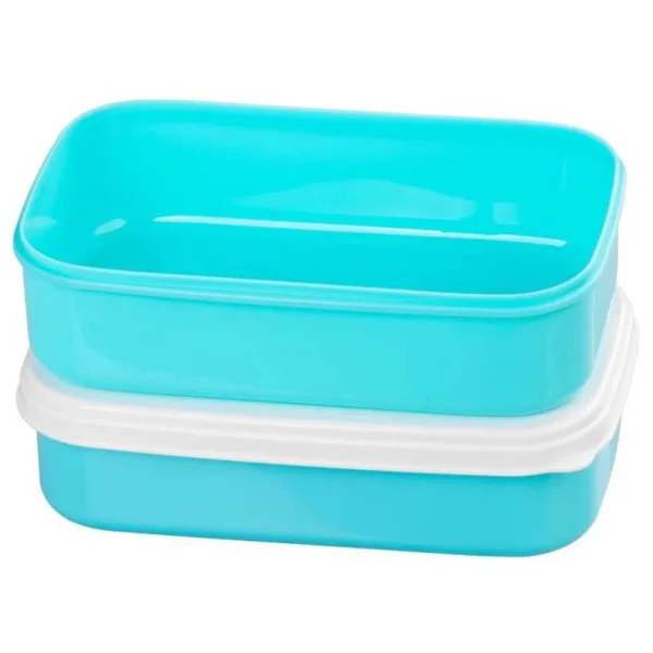 Cutie, caserola alimente, plastic, etansa, albastru, 2 compartimente, cu lingura/furculita, 1 L, 20.8x13.5x12.4 cm, MagicHome