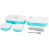 Cutie, caserola alimente, plastic, etansa, albastru, 2 compartimente, cu lingura/furculita, 1 L, 20.8x13.5x12.4 cm, MagicHome