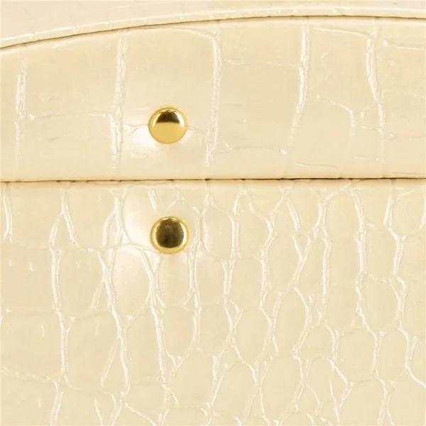 Cutie pentru bijuterii, MDF, piele ecologica si catifea, crem si roz, cu oglinda, 17.5x14x12.5 cm, Springos