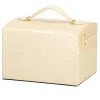 Cutie pentru bijuterii, MDF, piele ecologica si catifea, crem si roz, cu oglinda, 17.5x14x12.5 cm, Springos