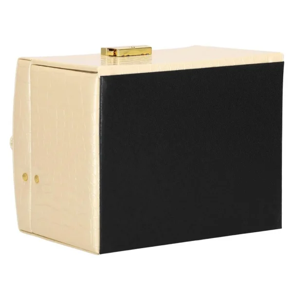 Cutie pentru bijuterii, MDF, piele ecologica si catifea, crem si roz, cu oglinda, 17.5x14x12.5 cm, Springos