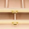 Cutie pentru bijuterii, MDF, piele ecologica si catifea, crem si roz, cu oglinda, 17.5x14x12.5 cm, Springos
