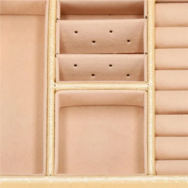 Cutie pentru bijuterii, MDF, piele ecologica si catifea, crem si roz, cu oglinda, 17.5x14x12.5 cm, Springos