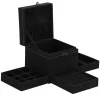 Cutie pentru bijuterii, catifea, negru, 12x12x12 cm, Springos