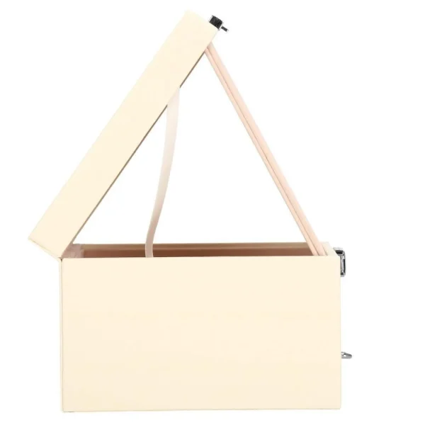 Cutie pentru bijuterii, catifea si piele ecologica, crem si roz, cu oglinda, 16x16x11 cm, Springos