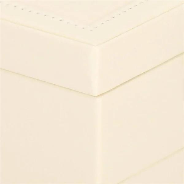 Cutie pentru bijuterii, catifea si piele ecologica, crem si roz, cu oglinda, 16x16x11 cm, Springos