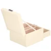 Cutie pentru bijuterii, catifea si piele ecologica, crem si roz, cu oglinda, 16x16x11 cm, Springos