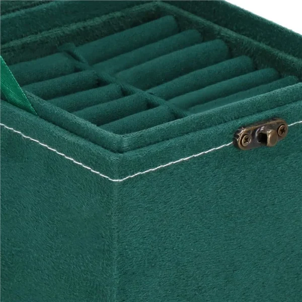 Cutie pentru bijuterii, catifea, verde, 12x12x12 cm, Springos