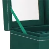 Cutie pentru bijuterii, catifea, verde, cu oglinda, 12x12x12 cm, Springos
