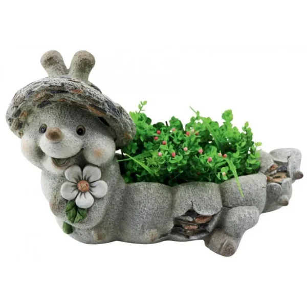 Decoratiune gradina, ceramica, omida cu ghiveci, 47x23x28 cm