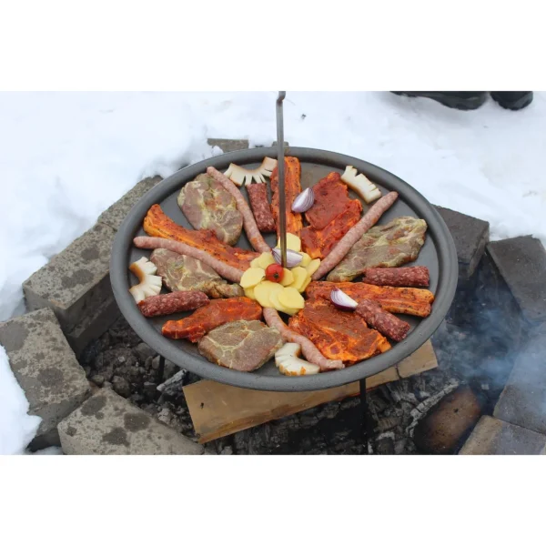Disc pentru gratar, fonta, tip grill, cu picioare si agatator, 50 cm, Barbeque 