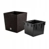 Ghiveci de flori, Prosperplast, Rato Low, patrat, imitatie ratan, maro, 22.3x22.3x22.8 cm