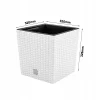 Ghiveci de flori, Prosperplast, Rato Low, patrat, 32 L, imitatie ratan, alb, 32x32x32.5 cm
