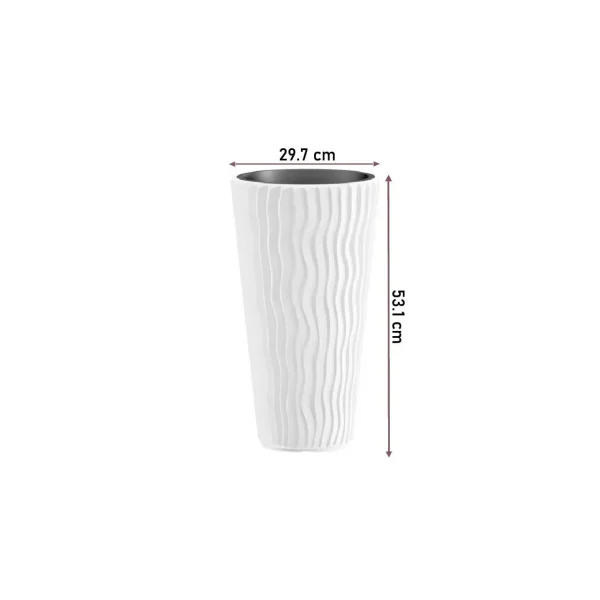 Ghiveci decorativ de flori, rotund, inalt, alb, 29.7x53.1 cm, Sandy