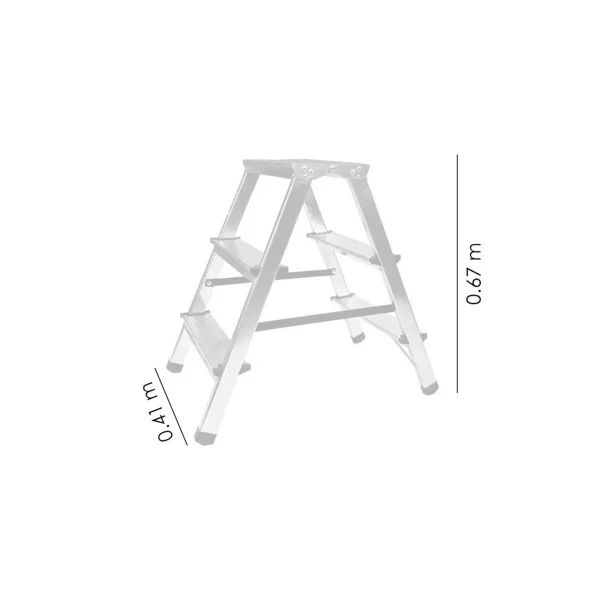 Scara aluminiu, 2 tronsoane, 2 trepte, platforma, max 125 kg, 0.67 m, Drabest
