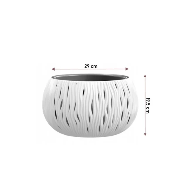 Ghiveci decorativ cu lant, rotund, alb, 29x19.5 cm, Sandy Bowl