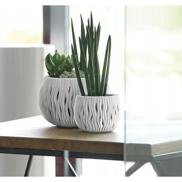 Ghiveci decorativ cu lant, rotund, alb, 29x19.5 cm, Sandy Bowl
