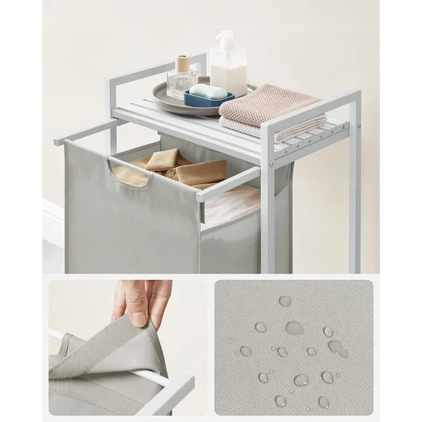 Raft baie cu cos de rufe, Artool, placa raft MDF, cadru otel, cu compartiment rufe, alb, 50x33x72 cm