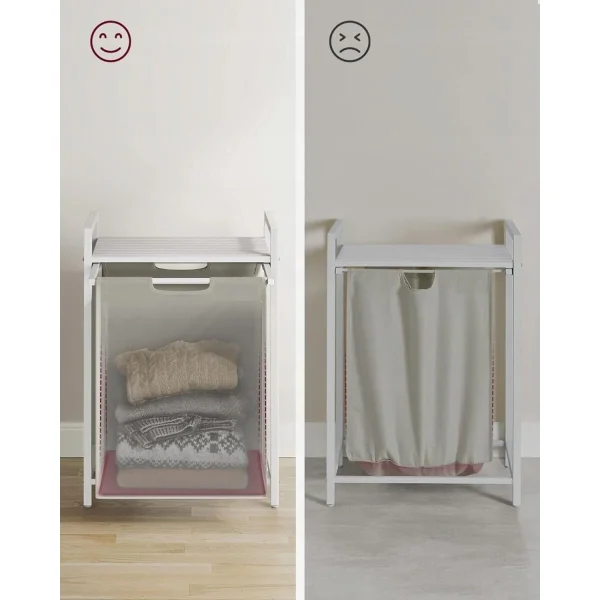 Raft baie cu cos de rufe, Artool, placa raft MDF, cadru otel, cu compartiment rufe, alb, 50x33x72 cm