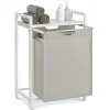 Raft baie cu cos de rufe, Artool, placa raft MDF, cadru otel, cu compartiment rufe, alb, 50x33x72 cm