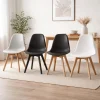 Scaun bucatarie/living, Artool, Kito, PP alb, picioare lemn natur, 46x54.5x80 cm