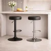Scaun de bucatarie/bar, Artool, Rojst, rotativ, piele ecologica neagra, picior metal negru, 38x38x62-83 cm