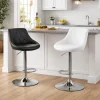 Scaun de bucatarie/bar, Artool, Kast, rotativ, piele ecologica neagra, picior metal argintiu, 45.5x48.5x85-105 cm