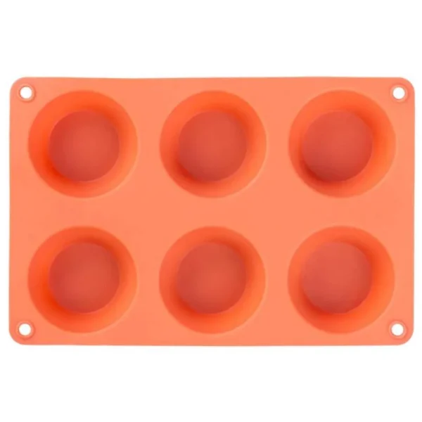 Forma coacere pentru briose, 6 forme, silicon, rosu, 23.7x16x3 cm, MagicHome
