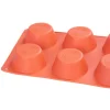 Forma coacere pentru briose, 6 forme, silicon, rosu, 23.7x16x3 cm, MagicHome