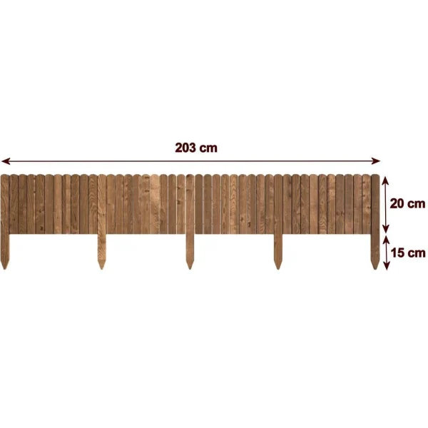 Gard de gradina decorativ din lemn, maro, 200x20 cm