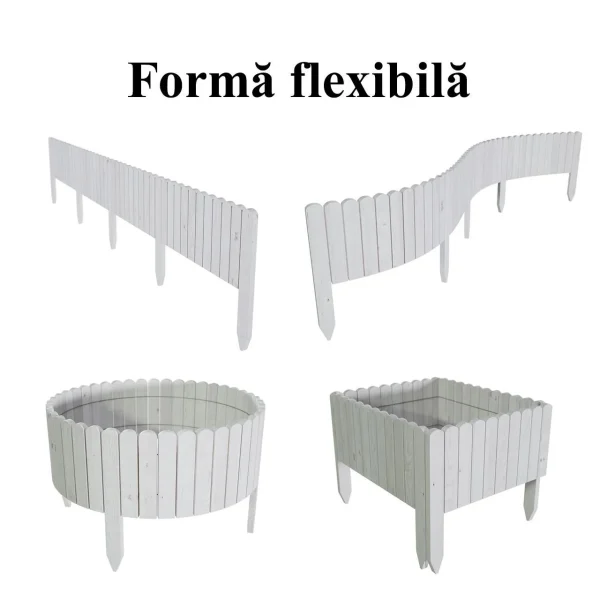 Gard de gradina decorativ din lemn, alb, 200x30 cm