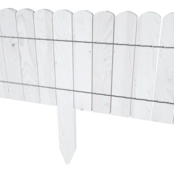 Gard de gradina decorativ din lemn, alb, 200x30 cm