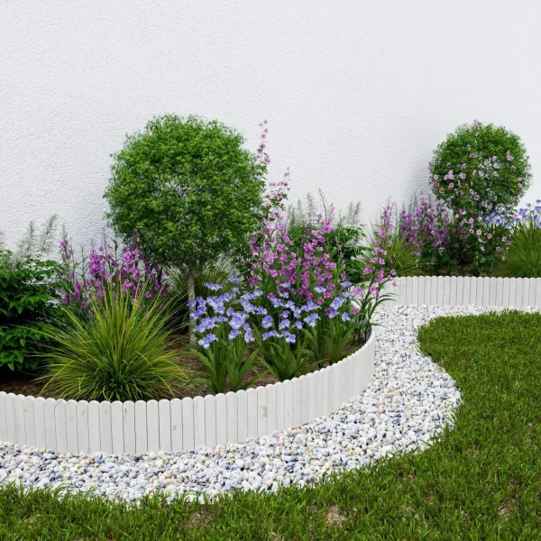Gard de gradina decorativ din lemn, alb, 200x30 cm