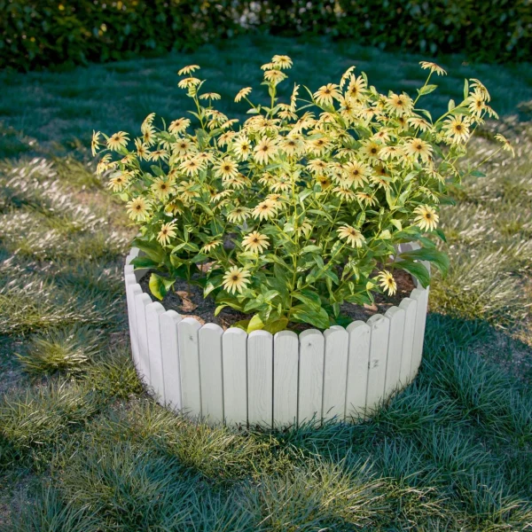 Gard de gradina decorativ din lemn, alb, 200x30 cm