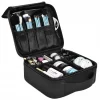 Geanta pentru cosmetice/accesorii baie, Soulima, poliester, PVC, EVA, neagra, 26x9x22.5 cm