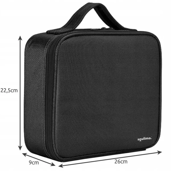 Geanta pentru cosmetice/accesorii baie, Soulima, poliester, PVC, EVA, neagra, 26x9x22.5 cm