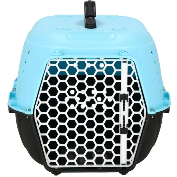Geanta pentru transport caine/pisica, Springos, albastru si negru, plastic, max 7 kg, 48x33x28 cm