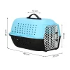 Geanta pentru transport caine/pisica, Springos, albastru si negru, plastic, max 7 kg, 48x33x28 cm