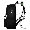Ghiozdan/rucsac smart, fosforescent, impermeabil, cablu USB, mini jack, lacat, negru, 33x14x42 cm, Kruzzel