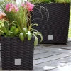 Ghiveci de flori patrat, RATO Iow, 32x32x32.5 cm, 32 L, imitatie ratan, maro, Prosperplast