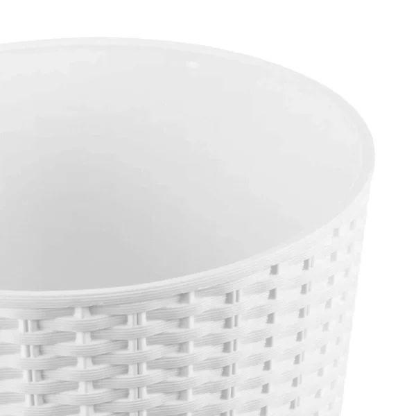 Ghiveci de flori, Prosperplast, Rato Tubus, rotund inalt, 64 L, imitatie ratan, alb, 40x76.3 cm