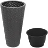 Ghiveci decorativ de flori, Prosperplast, Matuba, inalt, rotund, negru, 40x78 cm