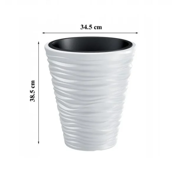 Ghiveci decorativ de flori, rotund, alb, 34.5x38.5 cm, Sand