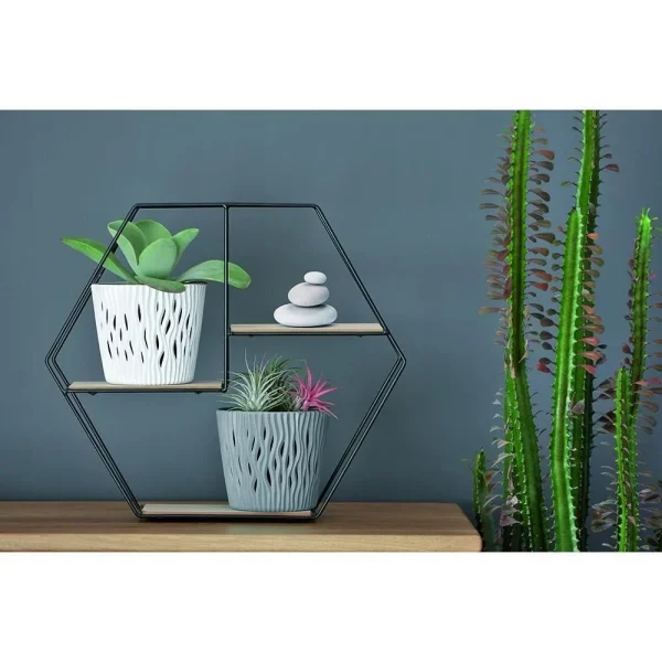 Ghiveci decorativ de flori, rotund, alb, 7.9 L, 26.2x22.2 cm, Sandy Round